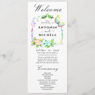 Programa Rustic Earth Florals Wedding