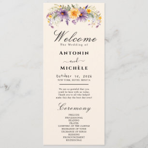 Programa Rustic Earth Florals Wedding
