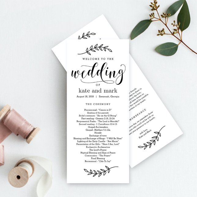 Programa Rustic Elegance EDITABLE COLOR Wedding Program (Criador carregado)