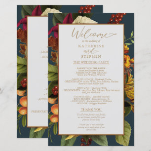 Programa Rustic Elegance Floral Buquê Wedding