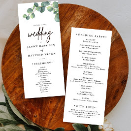 Programa Rustic Eucalyptus Greenery Weding Program