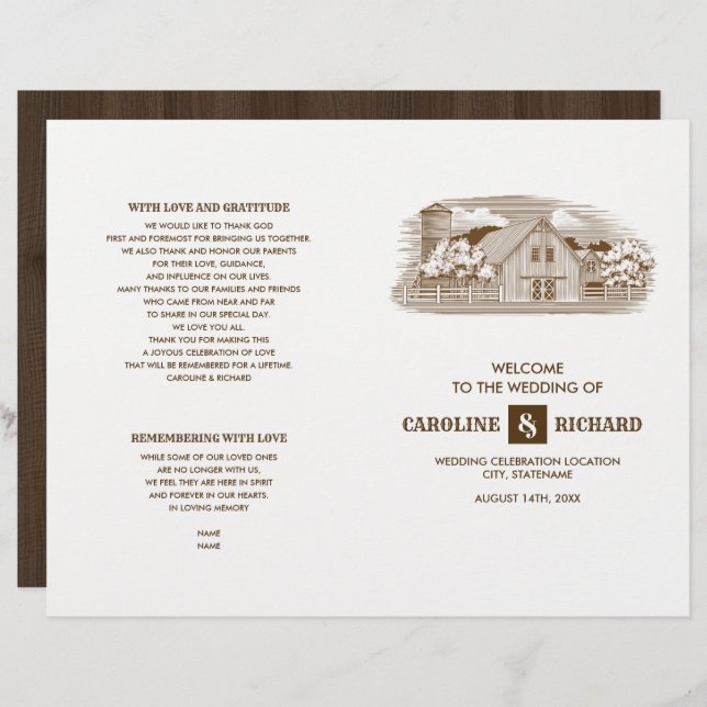 Programa Rustic Fazenda Barn Wood Dornated (Frente/Verso)