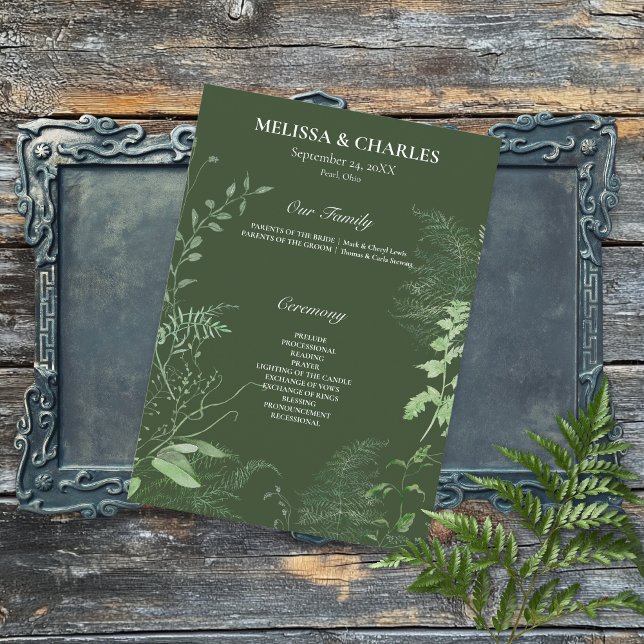 Programa Rustic Fern Green Foliage Emerald Wedding (Criador carregado)
