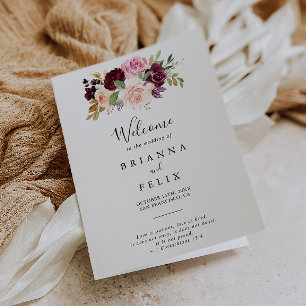 Programa Rustic Floral and Botanical Foliage Folded Wedding