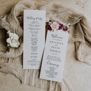Programa Rustic Floral Foliage Weding Program