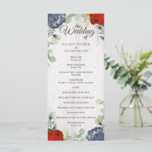 Programa Rustic Greenery Red Blue Floral Casamento