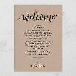 Programa Rustic Kraft Wedding Welcome and Itinerary Card