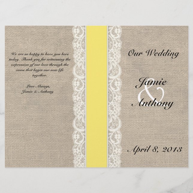 Programa Rustic Lace & Burlap Yellow Ribbon Casame (Frente)