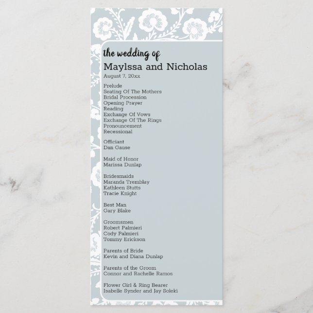 Programa Rustic Lace Wedding (Frente)