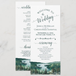 Programa Rustic Lake Tahoe Watercolor Landscape Wedding