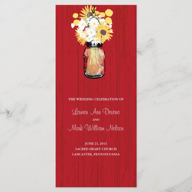 Programa Rustic Mason Jar e Wildflower (Frente)