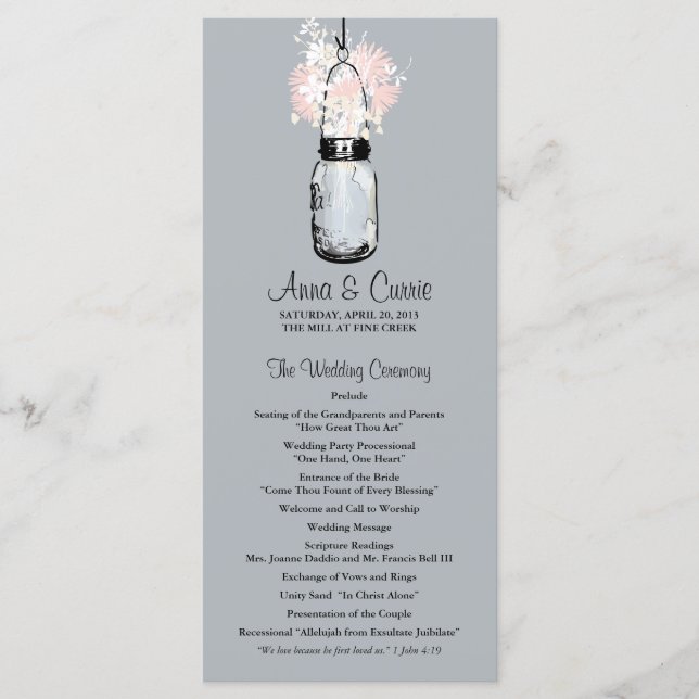 Programa Rustic Mason Jar e Wildflower (Frente)