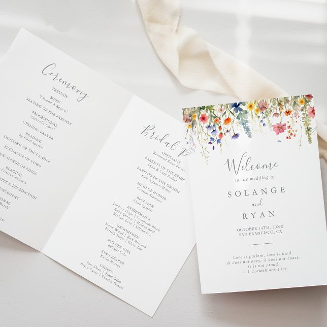 Programa Rustic Meadow Botanical Folded Wedding (Criador carregado)