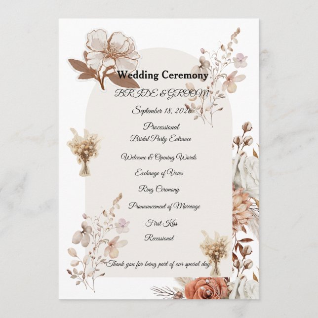 Programa Rustic Neutral Wedding Program (Frente)