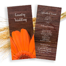 Programa Rustic Orange Daisy Country Barn Wedment