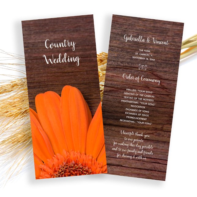 Programa Rustic Orange Daisy Country Barn Wedment (Criador carregado)