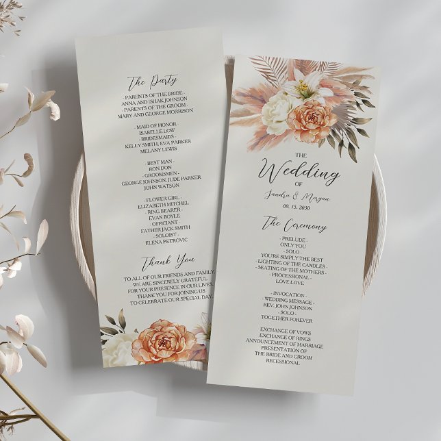 Programa Rustic Peach Boho Floral Weding Program (Criador carregado)