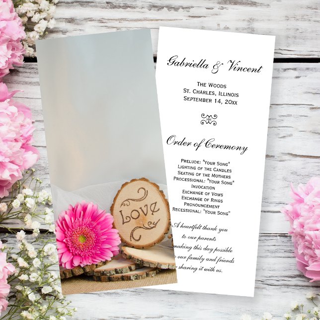 Programa Rustic Pink Daisy Woodland Wedment (Criador carregado)