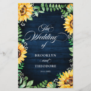 Programa Rustic Sunflower Baby's Breath Wedding