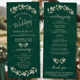 Programa Rustic Watercolor Greenery Elegant Emerald Wedding