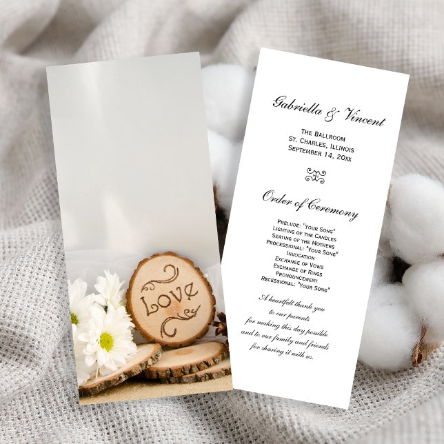 Programa Rustic White Daisies Woodland Casamento (Criador carregado)