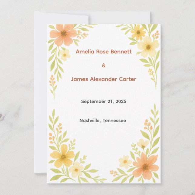 Programa Rustic Wildflower Wedding (Frente)