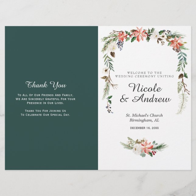 Programa Rustic Winter Floral Folding Wedding (Frente)