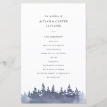 Programa Rustic Winter Pine Trees Wedding