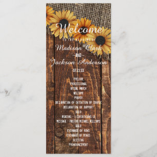 Programa Rustic Wood & Burlap Sunflower Wedée Prog