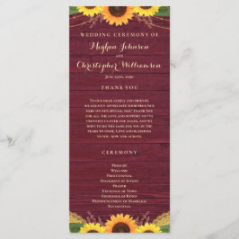 Programa Rustic Wood Lights Lace Burgundy Sunflower Casamen