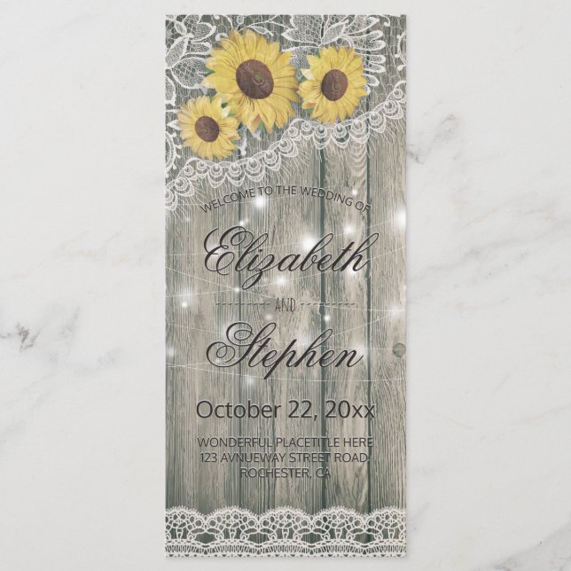 Programa Rustic Wood Sunflower Elegant Lace Casame (Frente)