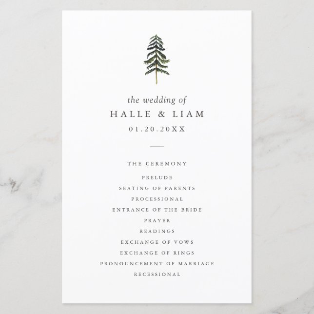 Programa Rustic Woodland Pine Tree Weding (Frente)