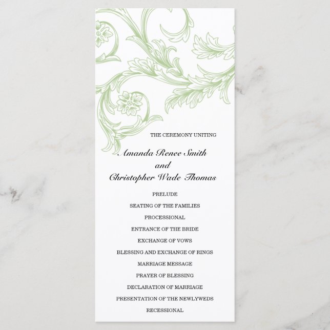 Programa Sage Floral Wedding Program (Frente)