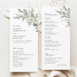 Programa Sage Green Botanical Watercolor Wedding Ceremony