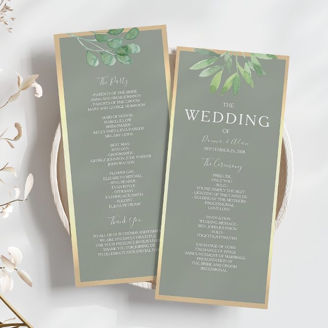 Programa Sage Green Botanical Wedding Program (Criador carregado)