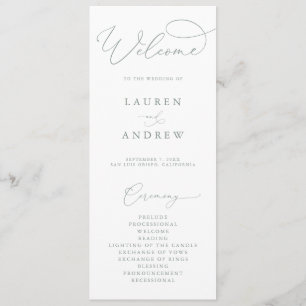 Programa Sage Green Elegant Minimalista Boho Wedding