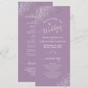 Programa Sala de Prata Elegante no Casamento Simples Lavand