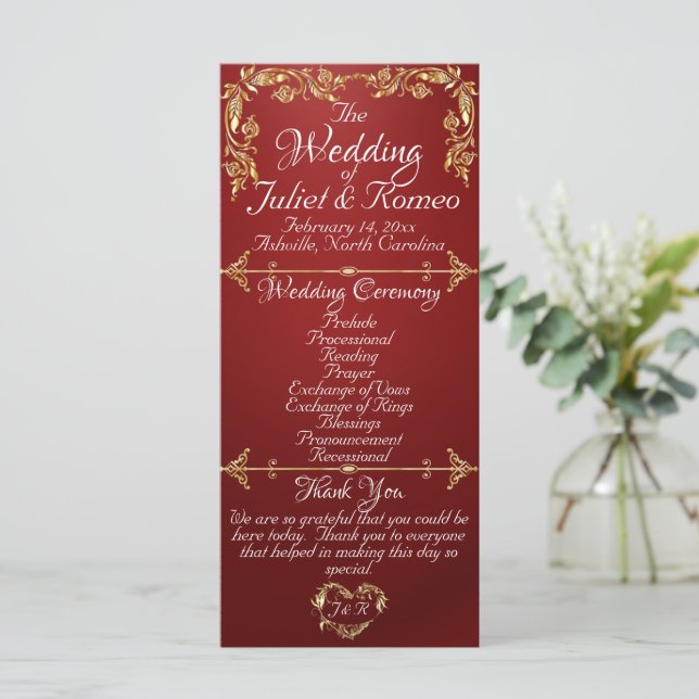 Programa Script Elegante e Folhas Douradas - Casamento Ruby (Em pé/Frente)