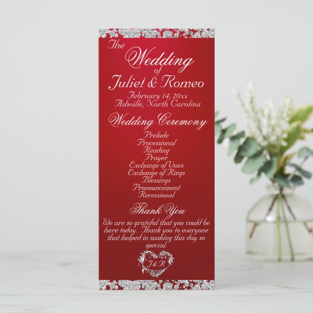 Programa Script & Glitter Elegante - Casamento Crimson (Em pé/Frente)