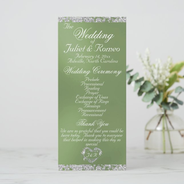 Programa Script & Glitter Elegante - Casamento Sage (Em pé/Frente)