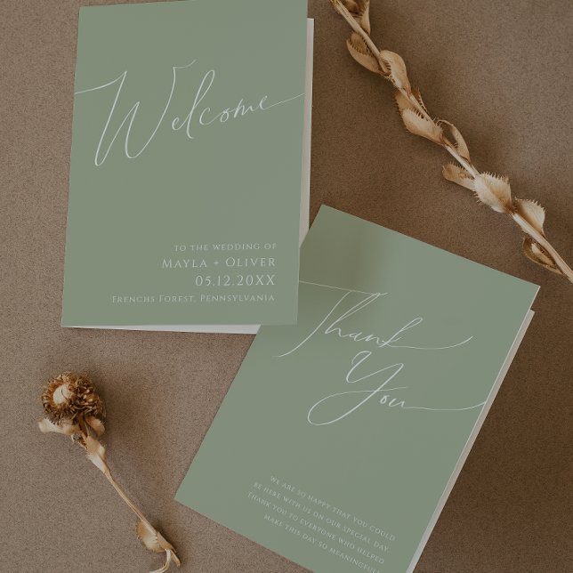 Programa Script Whimsical | Sage Green Folding Wedding (Criador carregado)