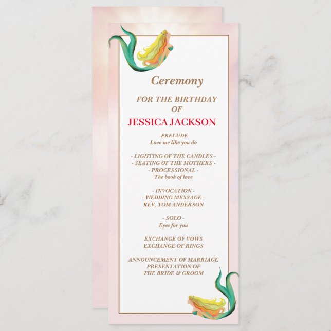 Programa Sereia Sob A Festa de aniversário Do Mar (Frente/Verso)