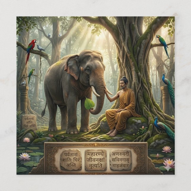 Programa Sereno Buda e Elefante na Arte da Floresta Sagrada (Frente)