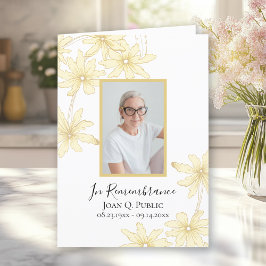 Programa Serviço Funeral de Flores de Margarida Amarelas Pá