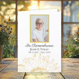 Programa Serviço Funeral Gráfico de Girassol Amarelo Dobrad