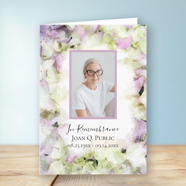 Programa Serviço Funeral Hydrangeas Quase Rosa Dobrado (Criador carregado)