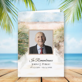 Programa Serviço Funeral Natural Beach Watercolor Dobrado