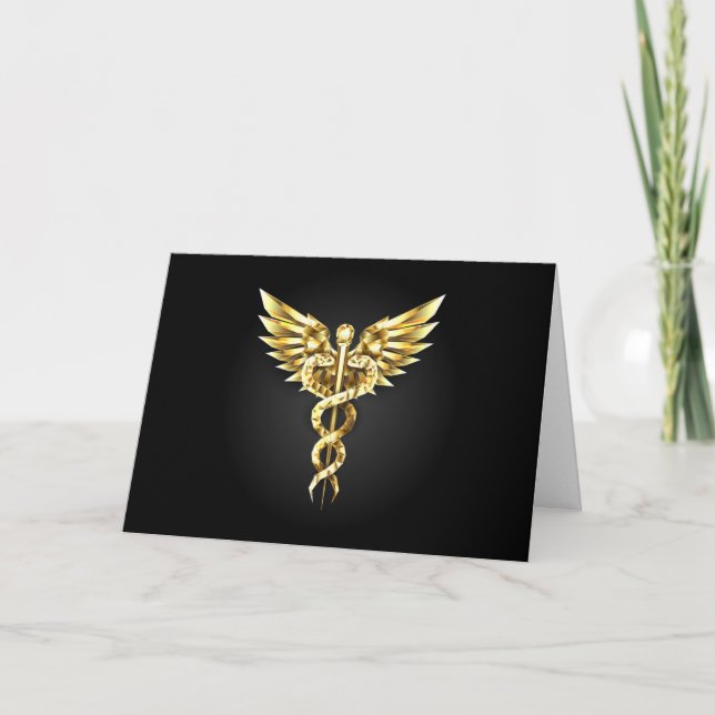 Programa Símbolo Caduceu Poligonal Dourado (Frente)