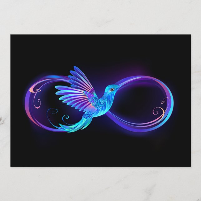 Programa Símbolo Neon Infinity com Hummingbird brilhante (Frente)