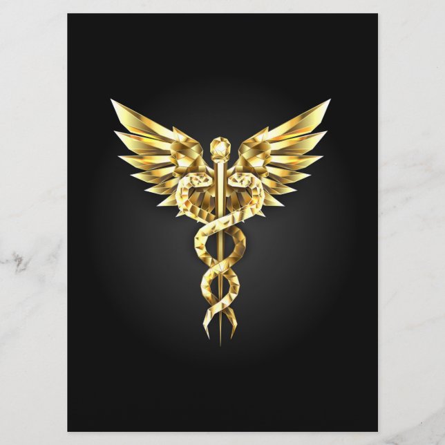 Programa Símbolo Poligonal Dourado Caduceu (Frente)